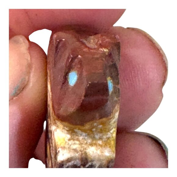 Hand Carved Zuni Signed Gabe Burns GB Animal Fetish Bear Figurine Turquoise - Picture 5 of 9